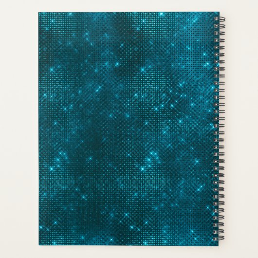 マーメイド皮膚ティール（緑がかった色）銀フェイクグリッターモノグラムプラ プランナー手帳 (裏面)