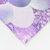 マーメイド皮膚ティール(緑がかった色)銀フェイクグリッターモノグラム フリースブランケット (角)