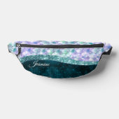 マーメイド皮膚ティール（緑がかった色）銀フェイクグリッターモノグラムduf ファニーパック (レイダウン)