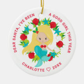 マーメイド私は良い女の子の写真クリスマス セラミックオーナメント (正面)