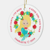 マーメイド私は良い女の子の写真クリスマス セラミックオーナメント (左)