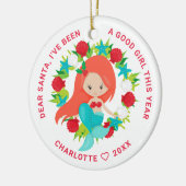 マーメイド私は良い女の子の写真クリスマス セラミックオーナメント (左)