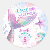 マーメイド第5誕生日ザシーピンクマーメイド ラウンドシール (正面)