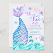 マーメイド第5誕生日ダイビングへ5パーティー 招待状 (正面)