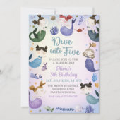 マーメイド第5誕生日ダイビングへ5パーティー 招待状 (正面)