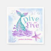 マーメイド第5誕生日ダイブインファイヴ紙 スタンダードカクテルナプキン (正面)