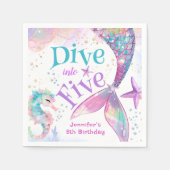 マーメイド第5誕生日ダイブインファイヴ紙 スタンダードカクテルナプキン (正面)