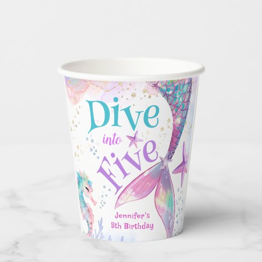 マーメイド第5誕生日ダイブインファイヴ紙 紙コップ (裏面)