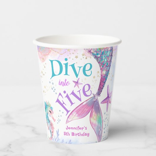 マーメイド第5誕生日ダイブインファイヴ紙 紙コップ (正面)