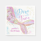 マーメイド第5誕生日パープルダイブイン5紙 スタンダードカクテルナプキン (正面)