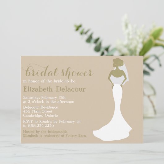 マーメイド結婚のガウンの古いブライダルシャワーの招待 招待状 (スタンド正面)