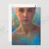 マーメイド絵画のはがき ポストカード (正面/裏面)