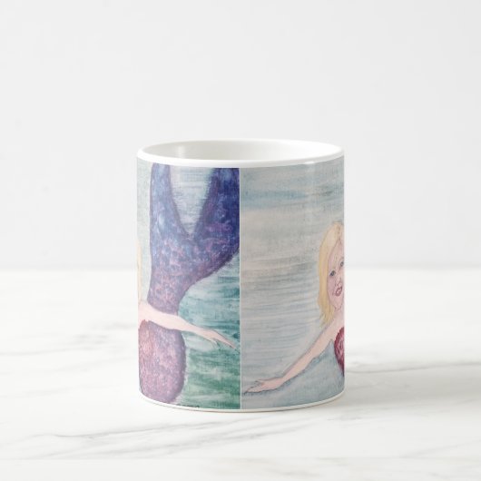 マーメイド絵画イラストレーション コーヒーマグカップ (中央)