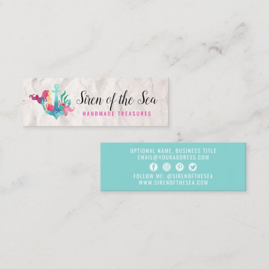マーメイド航海のオンいかり水彩ソーシャルメディア スキニー名刺 (正面/裏面)
