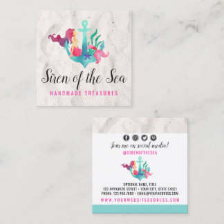 マーメイド航海のオンいかり水彩ソーシャルメディア スクエア名刺