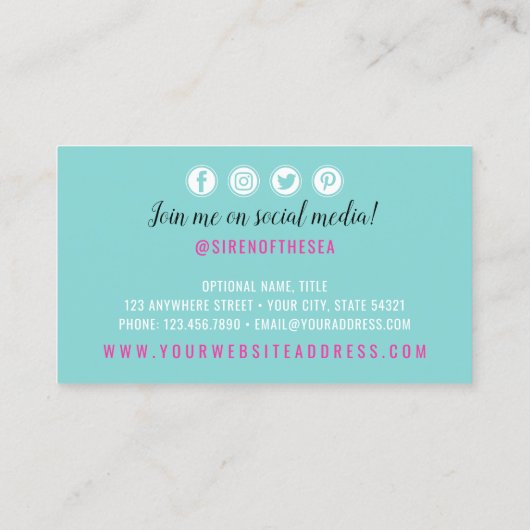 マーメイド航海のオンいかり水彩ソーシャルメディア 名刺 (裏面)