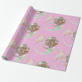 マーメイド航海のピンクの包み紙 ラッピングペーパー