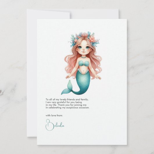 マーメイド航海の誕生日パーティー サンキューカード (裏面)