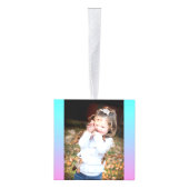 マーメイド色グラデーション紫色のピンクのアクアグラデーション キューブオーナメント (右)