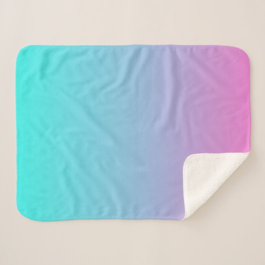 マーメイド色グラデーション紫色のピンクのアクアグラデーション シェルパブランケット (正面(横))