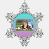 マーメイド色グラデーション紫色のピンクのアクアグラデーション スノーフレークピューターオーナメント (正面)