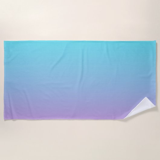マーメイド色グラデーション紫色のピンクのアクアグラデーション ビーチタオル (正面)