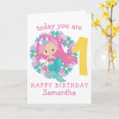 マーメイド花誕生日カード カード (黄色い花)