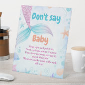 マーメイド言わないベビー赤ちゃんシャワーのゲームのサイン 台座サイン (インサイチュ)