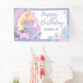 マーメイド誕生日アドベンチャーソフトラベンダーブルー 横断幕 (インサイチュ)