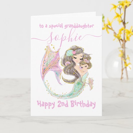 マーメイド誕生日アンダーザシーズ カード (黄色い花)