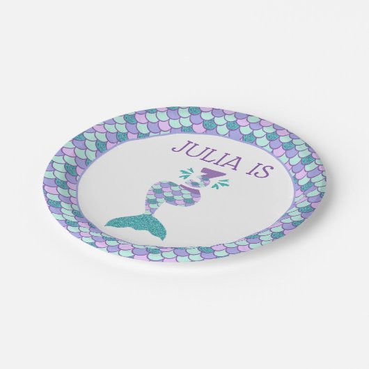 マーメイド誕生日アンダーザシーパーティー ペーパープレート (アングル)