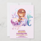 マーメイド誕生日アンダーザシーパーティー 招待状 (正面)