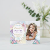 マーメイド誕生日アンダーザシーフォト招待状 ポストカード (スタンド正面)