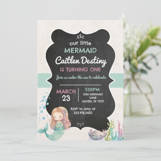 マーメイド誕生日アンダーザシー招待状 招待状 (スタンド正面)