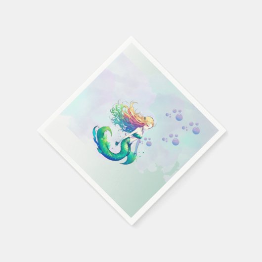 マーメイド誕生日アンダーザシー スタンダードカクテルナプキン (角)