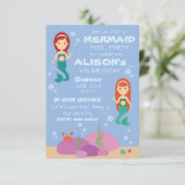マーメイド誕生日ガールサマープールパーティの招待状 招待状 (スタンド正面)