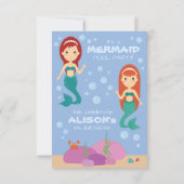 マーメイド誕生日ガールサマープールパーティの招待状 招待状 (裏面)