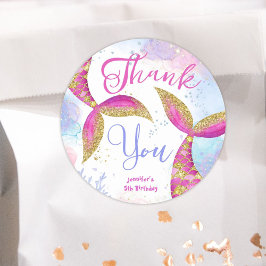 マーメイド誕生日ガールズピンク金ゴールド ラウンドシール