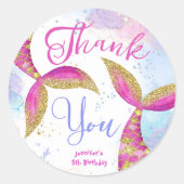 マーメイド誕生日ガールズピンク金ゴールド ラウンドシール (正面)