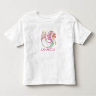 マーメイド誕生日ガールホワイトアンダーザシー幼児 トドラーTシャツ
