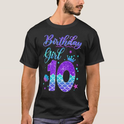マーメイド誕生日ガール10歳その私の10日目 Tシャツ (正面)