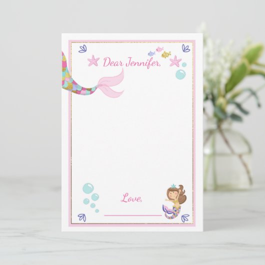 マーメイド誕生日ゲストブックカードタイムカプセルガール カード (スタンド正面)