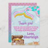 マーメイド誕生日サンキューカード 招待状 (正面/裏面)