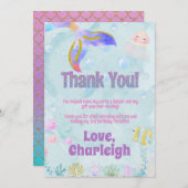 マーメイド誕生日サンキューカード 招待状 (正面/裏面)