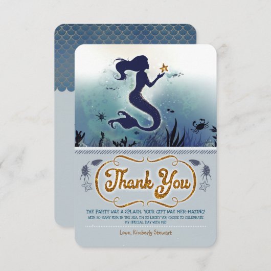 マーメイド誕生日サンキュー サンキューカード (正面/裏面)