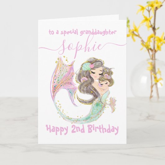 マーメイド誕生日ザシーカード カード (黄色い花)