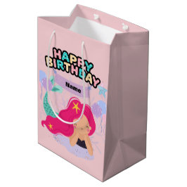 マーメイド誕生日デザイン – 水中 ミディアムペーパーバッグ