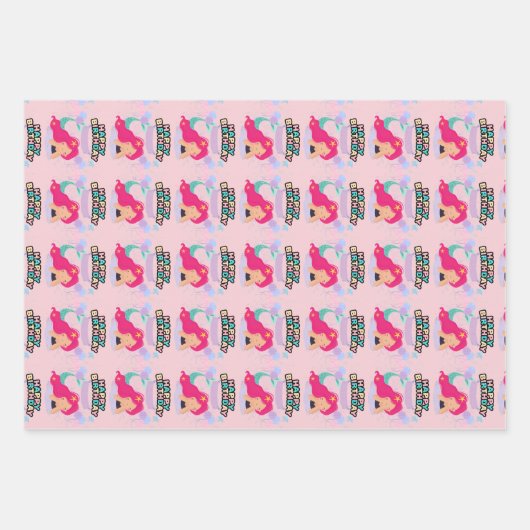 マーメイド誕生日デザイン – 水中 ラッピングペーパーシート (正面2)