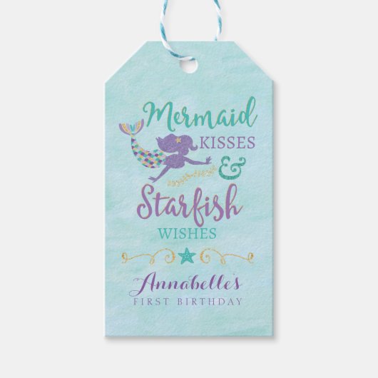 マーメイド誕生日パーティギフトメッセージカード ギフトタグ (正面)