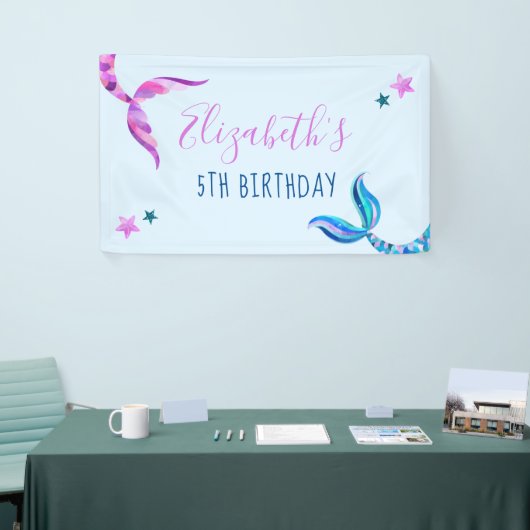 マーメイド誕生日パーティバナー 横断幕 (トレードショー)